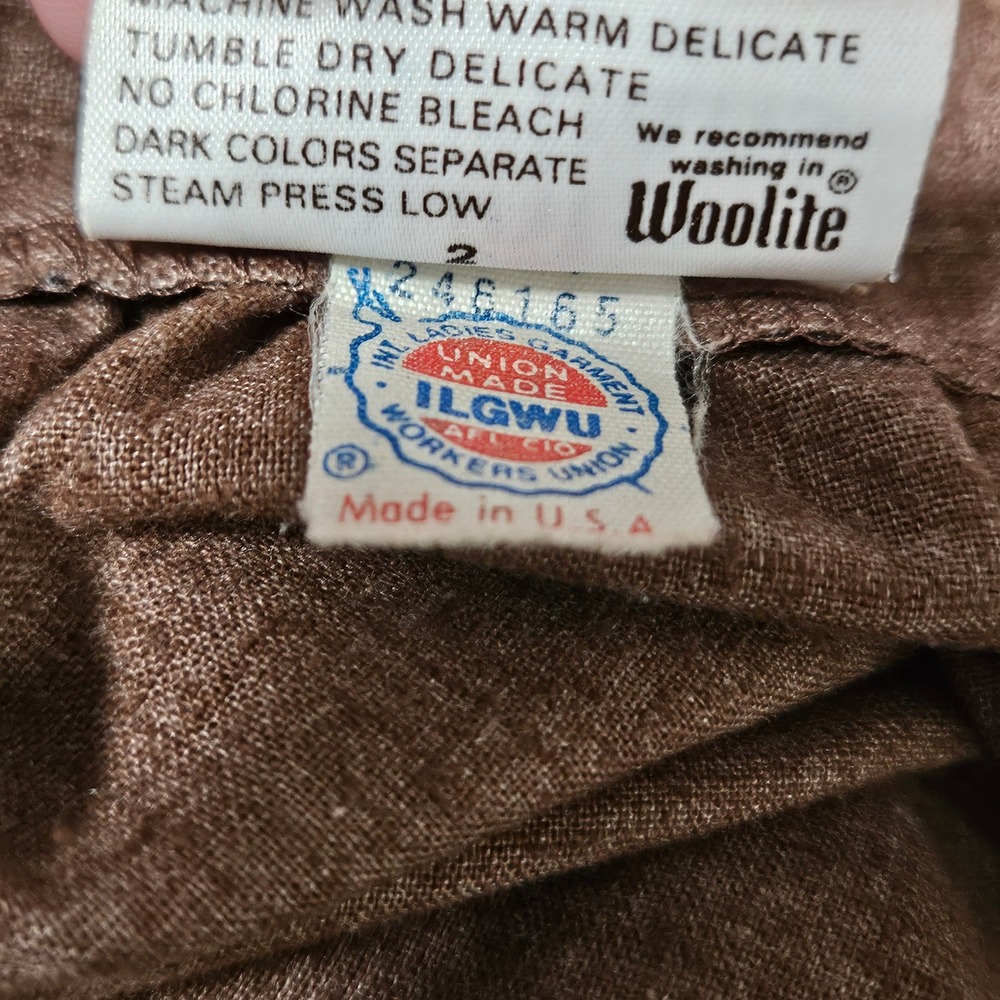 Vintage Country Suburbans Brown Textured Midi Skirt Made in USA ILGWU Size Sm - Picture 7 of 7